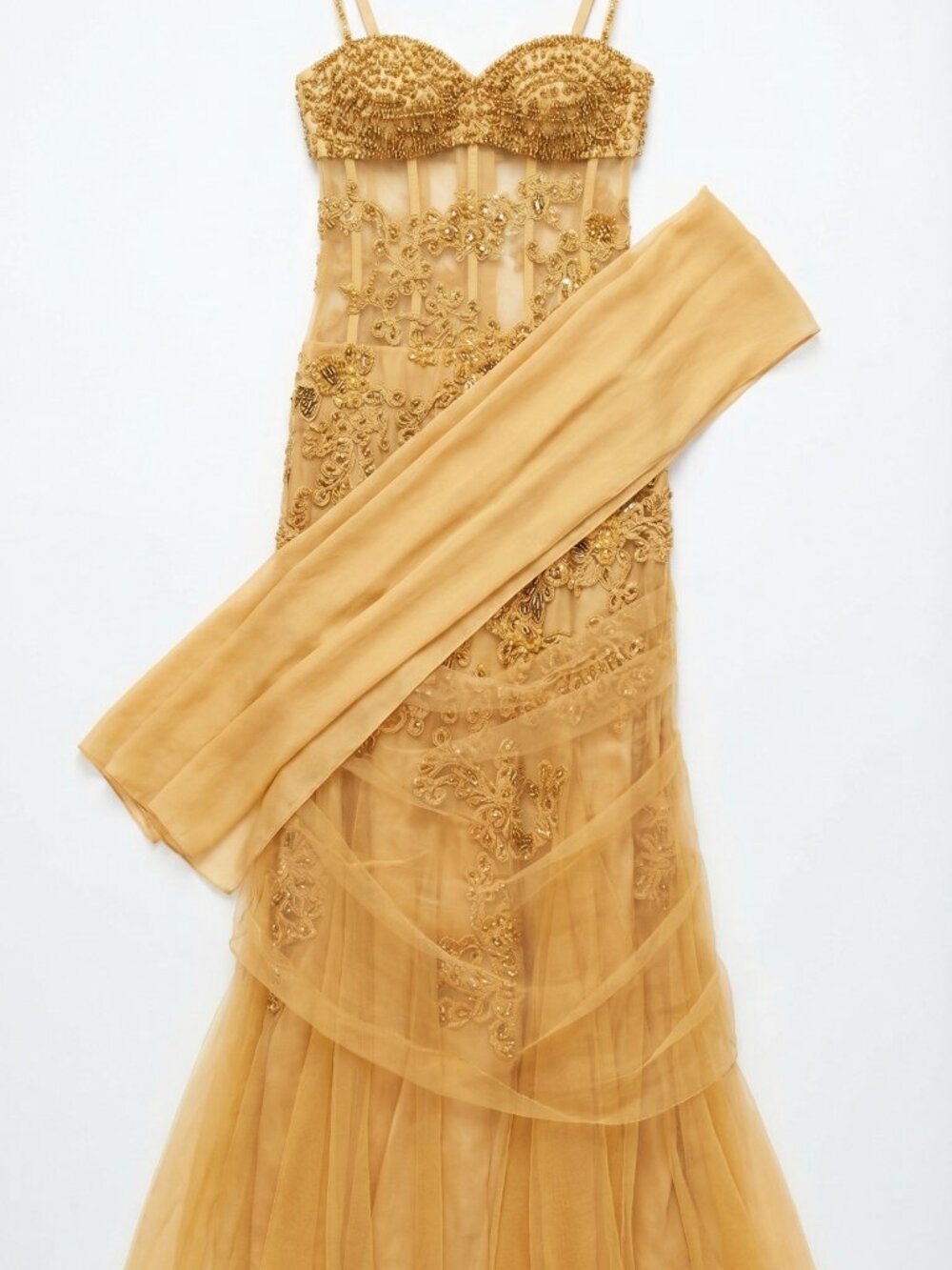 Exquisite Designer Party Wedding Evening Cocktail Runway Silk Scarf Corset Dress